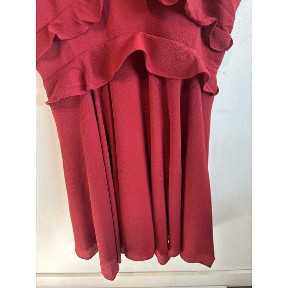 BB Dakota Women's Crazy in Love Bubble Crepe Ruffle Dress w/Lace Red size 8 - Picture 4 of 15